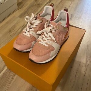 Authentic Louis Vuitton Run Away Sneakers pink red 38 8